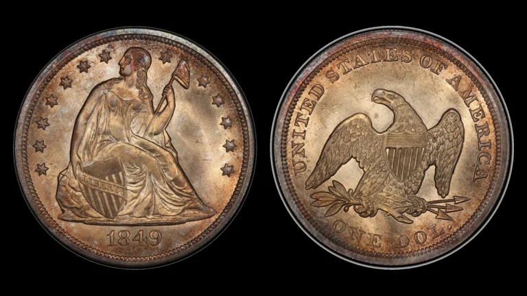 1849 Liberty Seated Dollar, obverse and reverse