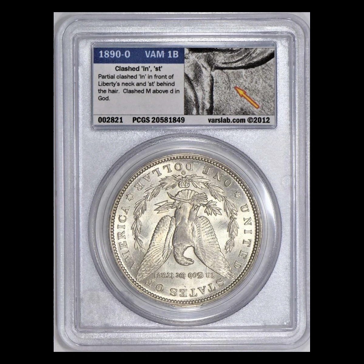 1890 Morgan Silver Dollar: Clashed Dies