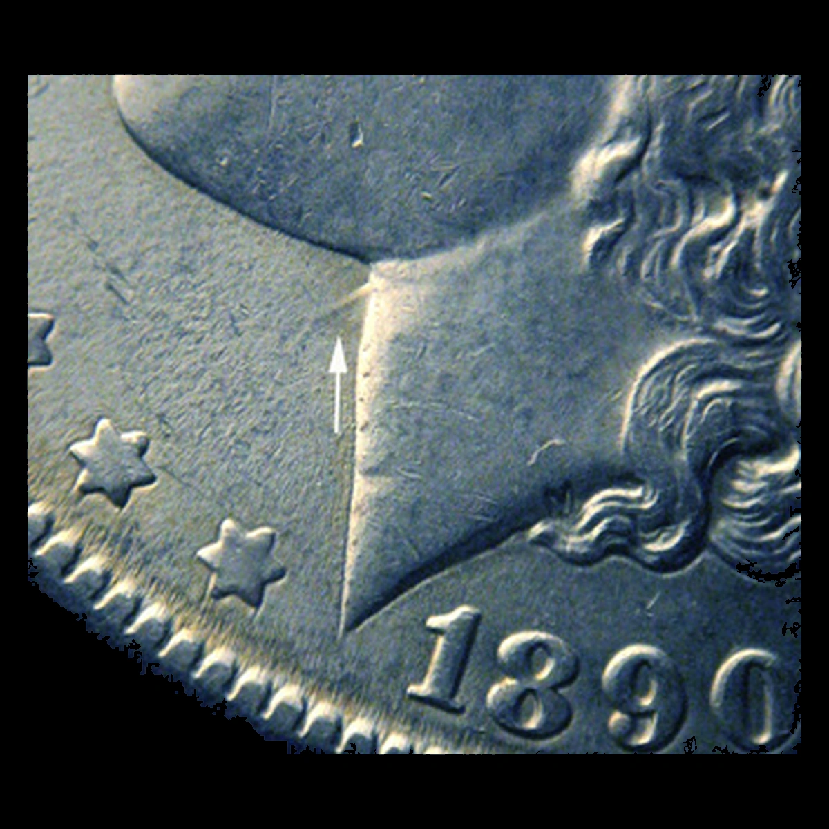 1890 Morgan Dollar: Repunched Date