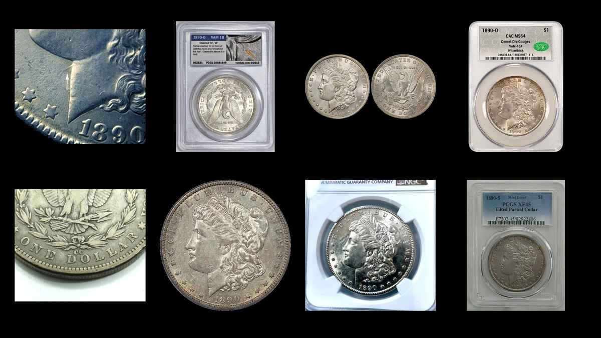 1890 Dollar Errors — error coin photographs