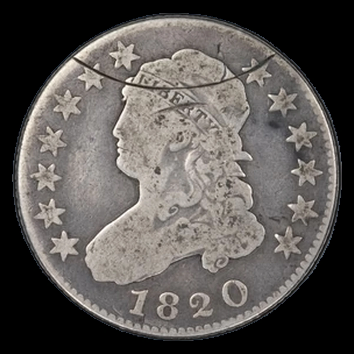 1820 Capped Bust Quarter: Clipped Planchet