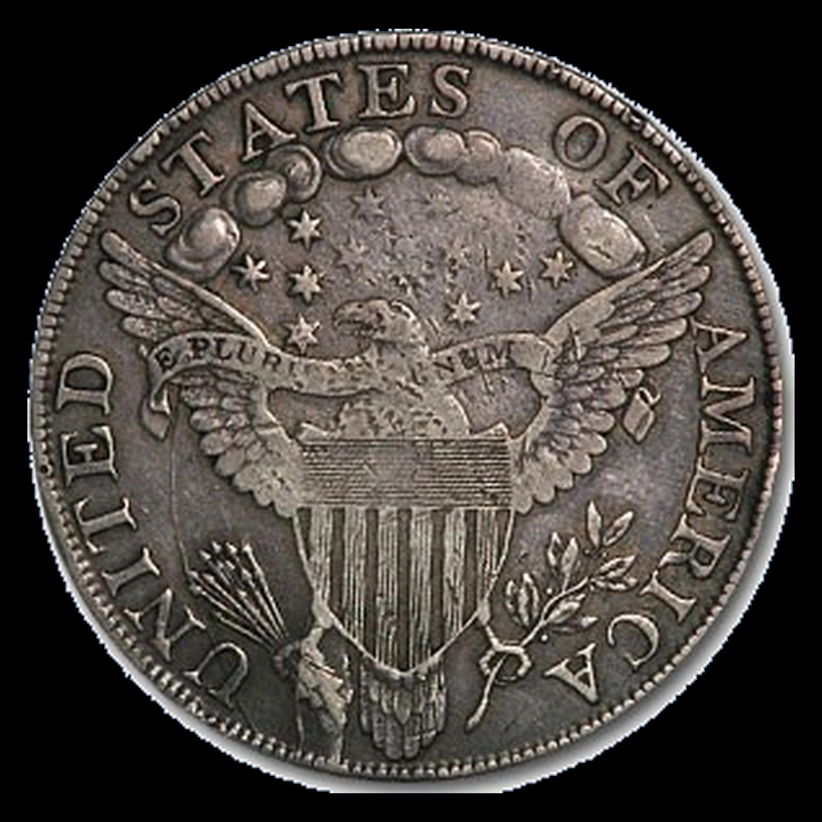 1798 Draped Bust Dollar: Die Crack / Die Chip