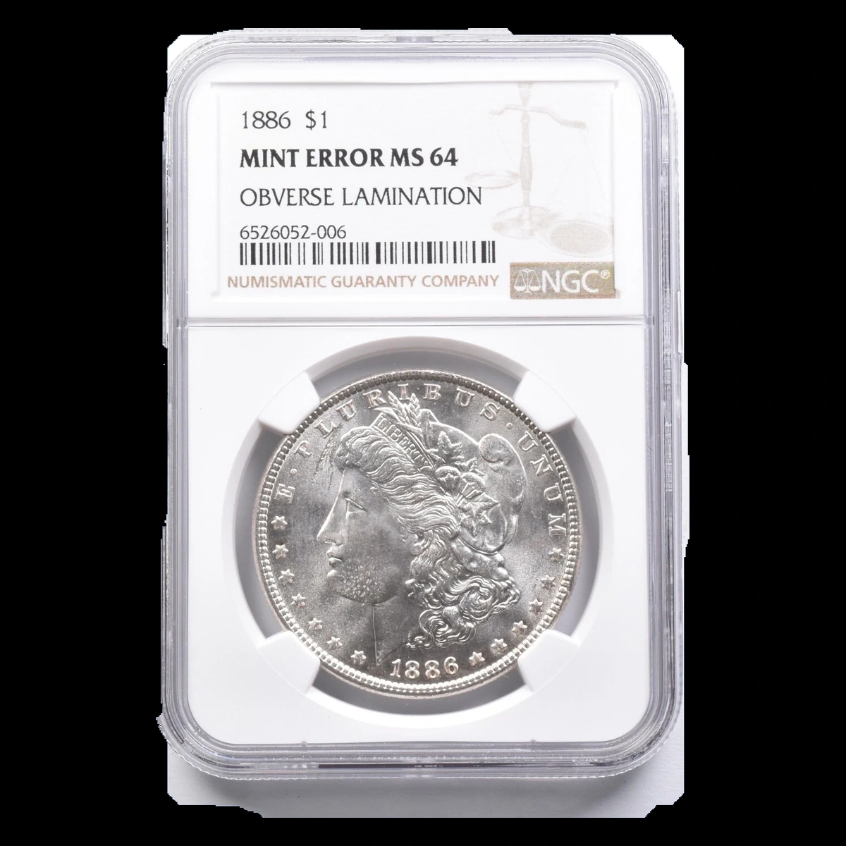 1886 Morgan Silver Dollar: Lamination / Split Planchet