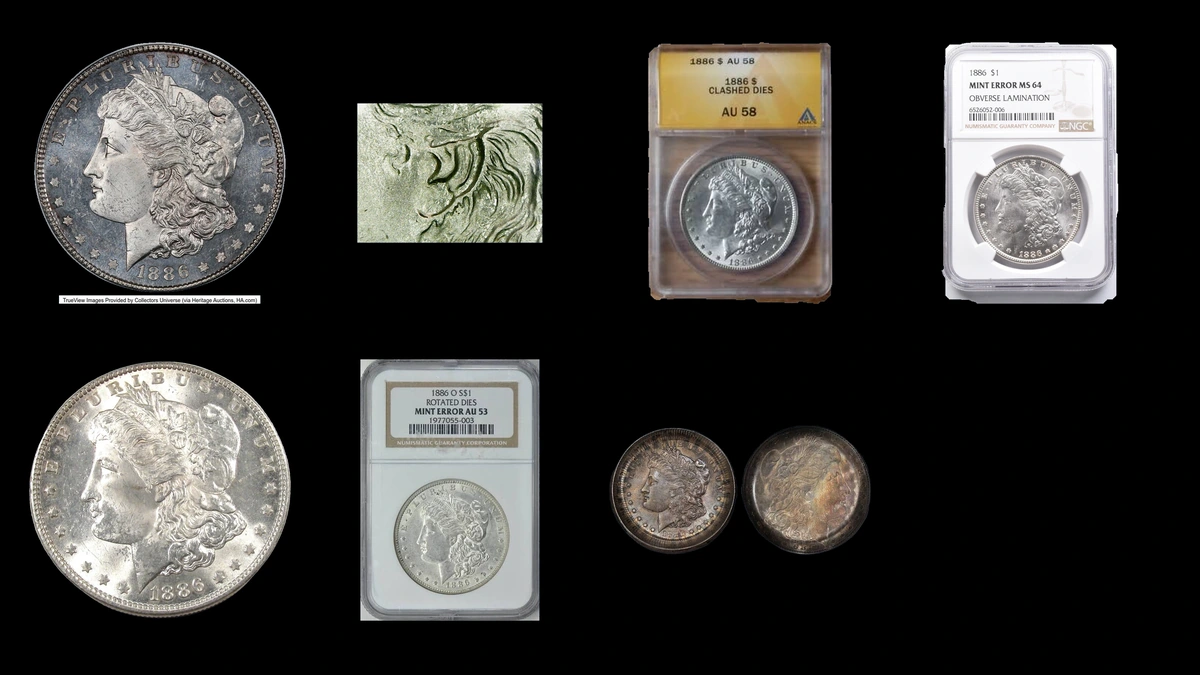 1886 Dollar Errors — error coin photographs