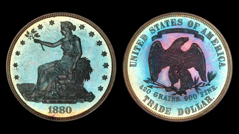 1880 PR Trade Dollar, obverse and reverse