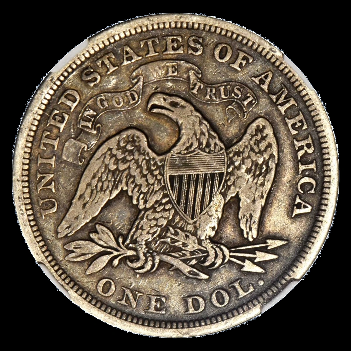 1866 Liberty Seated Dollar: Doubled Die Reverse