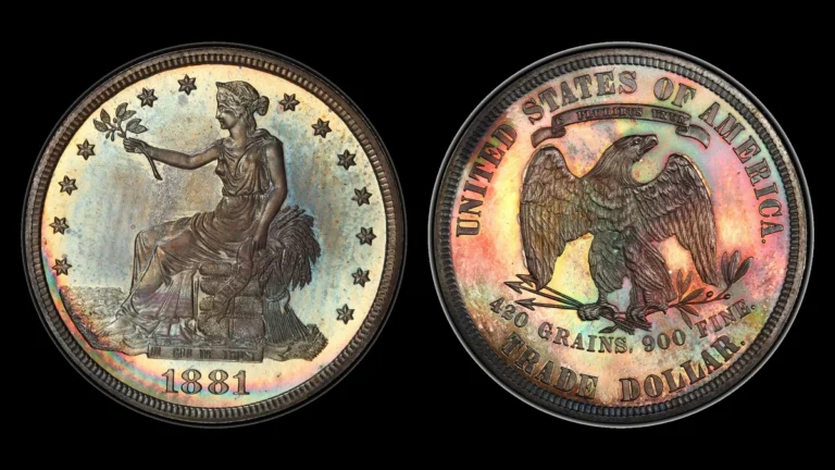 1881 PR Trade Dollar, obverse and reverse