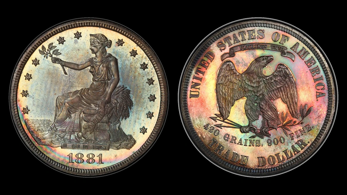 1881 PR Trade Dollar, obverse and reverse