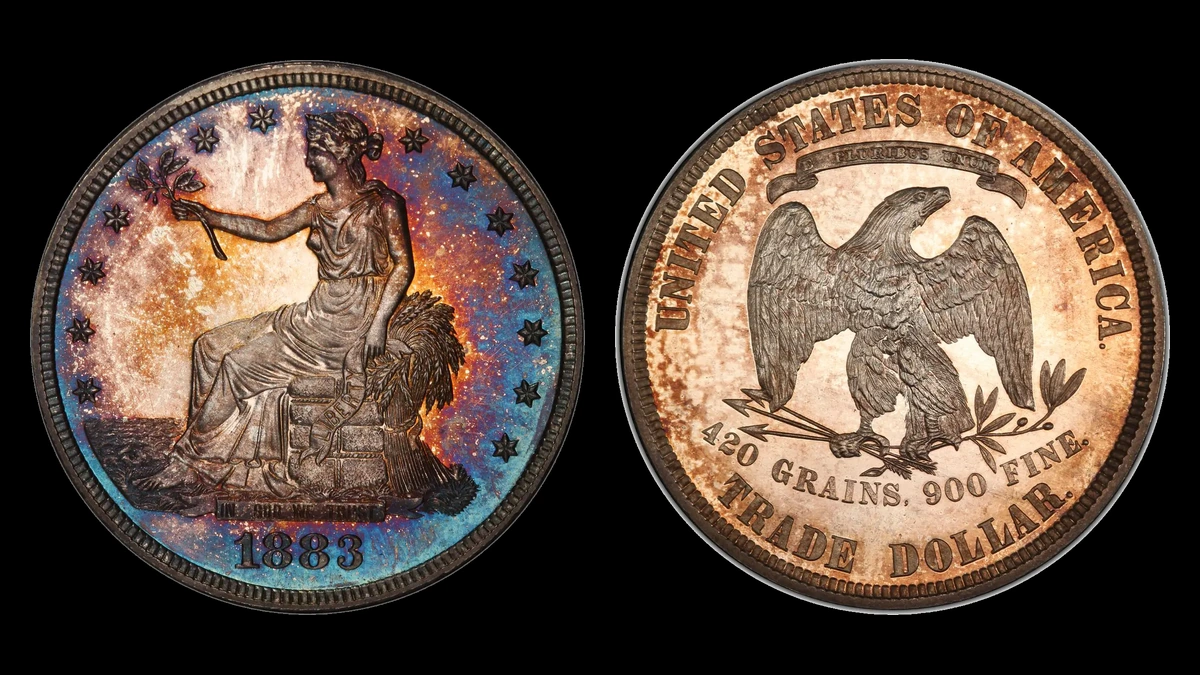 1883 PR Trade Dollar, obverse and reverse