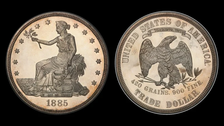 1885 PR Trade Dollar, obverse and reverse